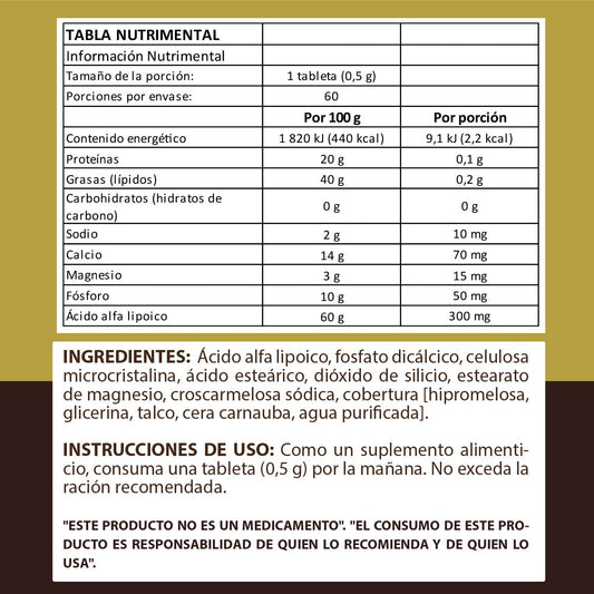 Alpha Lipoic 300 mcg 60 Tabs